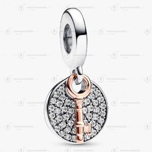 Pandora Two-tone Key to Happiness Double Dangle Charm